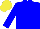Blue body, blue arms, yellow cap