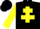 Black body, yellow cross of lorraine, yellow arms, black cap