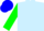 Light blue, dark green shamrock, green sleeves, two blue hoops, green and blue cap, green visor