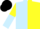 LIGHT BLUE & YELLOW HALVED, sleeves reversed, black cap