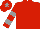 Red, Grey hooped sleeves, Red cap, Grey star