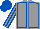 Grey, Royal Blue seams, striped sleeves, Royal Blue cap