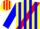 Yellow, red sash, blue stripes on sleeves