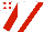 White, red sash & sleeves, white cap, red spots