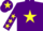 Purple, yellow star, yellow stars on sleeves, yellow star on cap