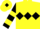 Yellow, black triple diamond, black and yellow hooped sleeves, yellow cap, black diamond