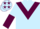 Light blue, maroon chevron, halved sleeves, maroon stars on cap