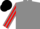 Grey body, grey arms, red striped, black cap