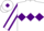 White body, purple triple diamond, white arms, purple seams, white cap, purple diamond