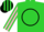 Lime green, black circle k, black sleeves, pink stripes