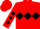 Red, black diamond hoop, black diamonds on sleeves