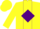 Yellow, yellow horseshoe 'c' on purple diamond, purple diamond panel, yellow sleeves, yellow cap