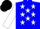 Blue body, white stars, white arms, black cap