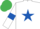 White, Royal Blue star and armlets, Emerald Green cap