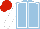 Light Blue, White seams and sleeves, Red cap