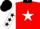 Red, white star, black collar, white sleeves, black stars, black cap