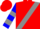Red, blue and grey sash, blue and grey bars on sleeves