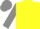 Yellow body, grey arms, grey cap, yellow striped