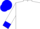 White, blue 's' on back, blue cuffs on white sleeves, blue cap