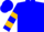 Blue, gold hoops on sleeves