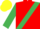 Red, emerald green sash & sleeves, yellow cap
