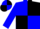 Cerulean blue and black quarters, cerulean blue sleeves