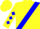 Yellow, blue sash, blue diamonds on sleeves