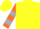 Yellow, orange and silver sunrise, orange and silver hoops on sleeves