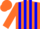 Orange, white and blue panels, orange cap