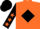 Orange, Black diamond, Black sleeves, Orange stars, Black cap