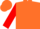 Orange body, red arms, orange cap