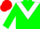 Green body, white chevron, green arms, red cap