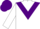 White body, purple chevron, white arms, purple chevron, purple cap