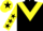 Black body, yellow chevron, yellow arms, black stars, yellow cap, black star