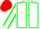 White body, green seams, white arms, green seams, red cap