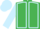 Emerald green, light blue seams, emGreen sleeves, emGreen cap,light blue star