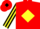 Red, black 'z' on yellow diamond, black 'z' on yellow diamond stripe on sleeves