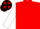Red, red stars on black and white belt, white sleeves