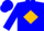 Blue, red 'a' on gold diamond, gold hoops on blue sleeves