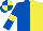 Royal Blue and Yellow (halved), Royal Blue sleeves, Yellow armlets, quartered cap