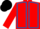 Red, Royal blue seams, black cap