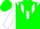 Green, white inverted chevron, green stripes on white sleeves, green cap