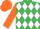 Emerald Green and White diamonds, Orange sleeves and cap