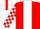 Red, White stripe, checked sleeves
