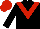 Black, red chevron, black sleeves, red cap