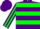 Purple, green hoops, green stripe on sleeves