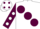 White, large Maroon spots, Maroon sleeves, White spots, White cap, maroon spots