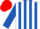 White, Royal blue stripes on sleeves, red cap