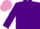 Purple body, purple arms, mauve cap, purple striped