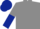 grey, dark blue halved sleeves, dark blue cap
